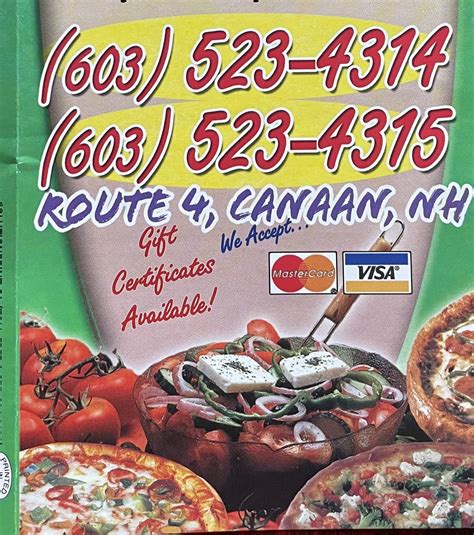 Menu at Canaan Village Pizza pizzeria, Canaan, US-4