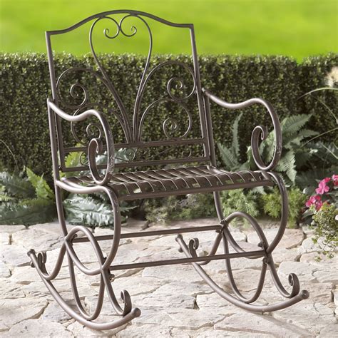 Metal outdoor rocking chair wrought iron rocking chair – patio or porch ...