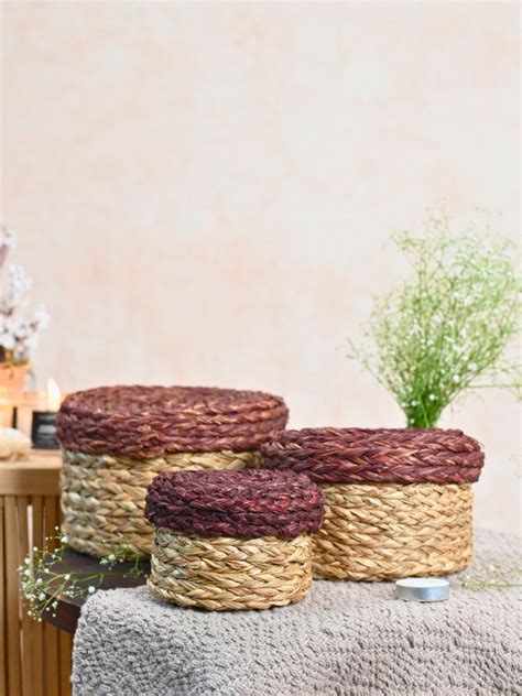 Handmade Sabai Gift Box- Brown | Set of 3