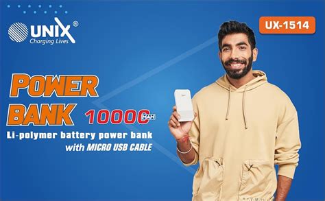 Unix 10000mAh Slim Power Bank, 20W Fast Charging, Dual Output, Type C ...