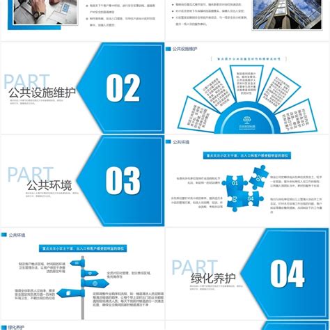 蓝色简约物业管理品质提升方案_PPT模板 【OVO图库】