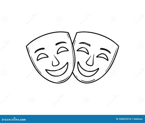 Comedy And Tragic Theatrical Masks Joined Together. Theatrical ...