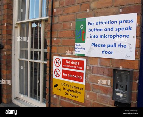 Secure entry system at a Youth Offending Team building in U.K. city ...