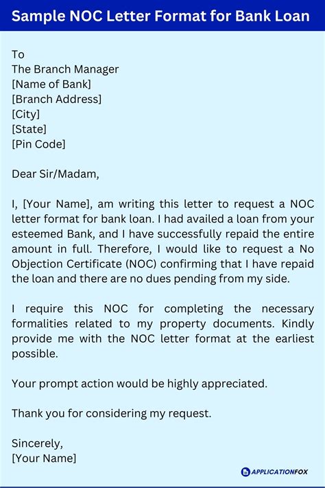 (6+ Samples) - Application for NOC from Bank