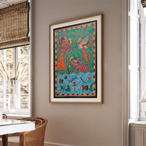 Peacock with Fish, Madhubani Art, Madhubani Painting – Dessine Art