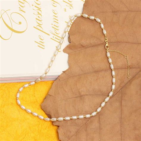 LeCalla - Buy 925 Sterling Silver Gold Plated Oval Pearl Necklace for Women