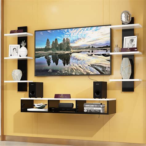 Raafi Wooden Wall Mounted TV Unit, Cabinet, with TV Stand Unit Wall ...