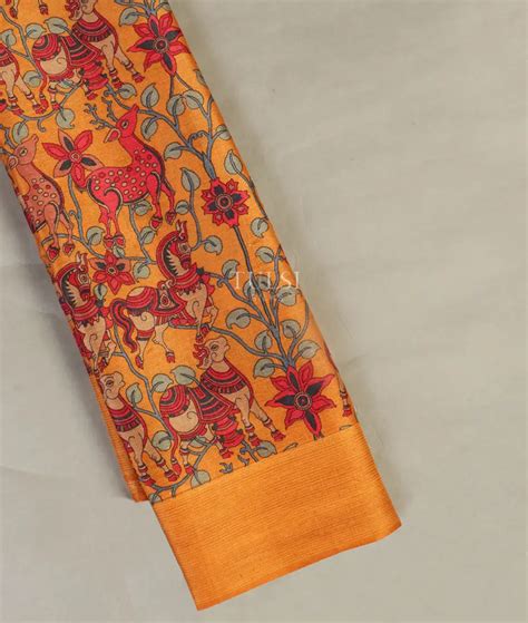 Buy Mustard Yellow Tussar Printed Saree T506818