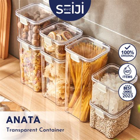 Jual 【SEIJI】Toples Makanan Tutup Hitam Transparan Minimalis Penyimpanan ...
