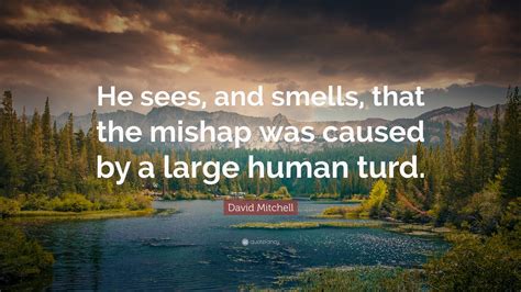 David Mitchell Quote: “He sees, and smells, that the mishap was caused ...