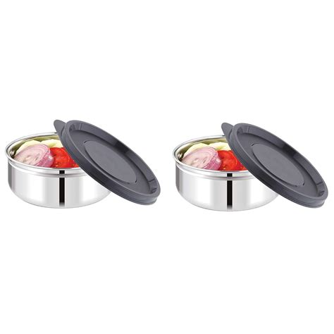 Buy Attro Set of 2 Prime Stainless Steel Single Wall Storage Containers ...