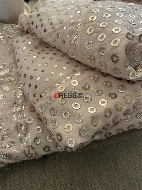 Peachy Pink Pure Georgette Ring Mukaish Lehenga Set – Dress365days