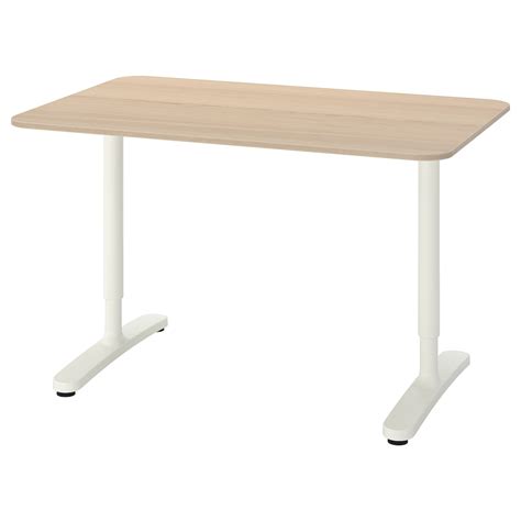 BEKANT Skrivbord, vitlaserad ekfaner, vit, 120x80 cm - IKEA