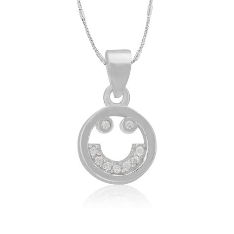 925 Sterling Silver Smiley Emoji Rhodium Plated Pendants For Women – Vendi
