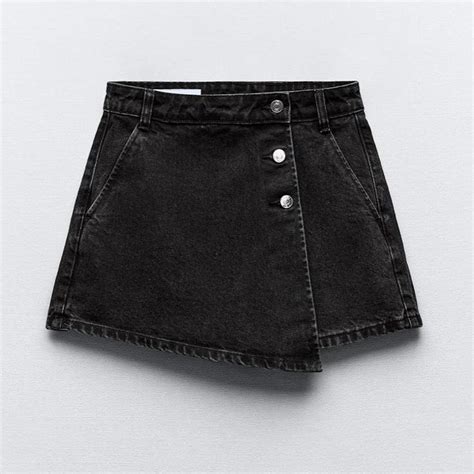 ZARA Black Denim Wrap Skort 🤍 Size: S Great Condition! - Depop