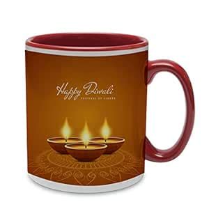 Buy COLORYARD Maroon Inner Handle Ceramic Coffee Mug 1Pc for Gift ...