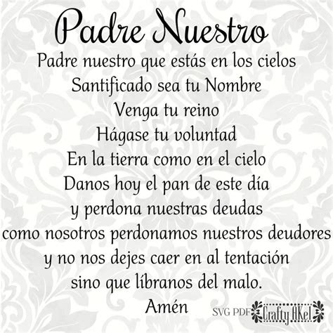 Padre Nuestro our Father, Lord's Prayer spanish SVG, PDF, Digital File ...
