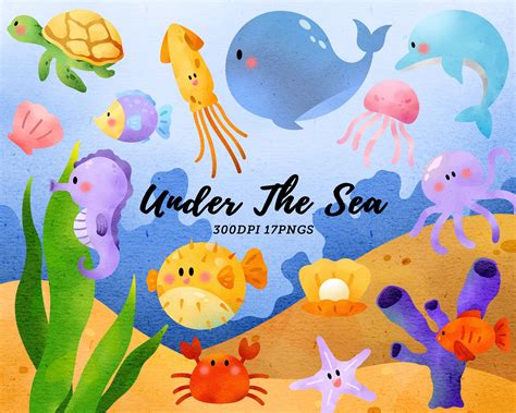 Watercolor Under the Sea Clipart / Sea Animals Clipart / Fish - Etsy in ...
