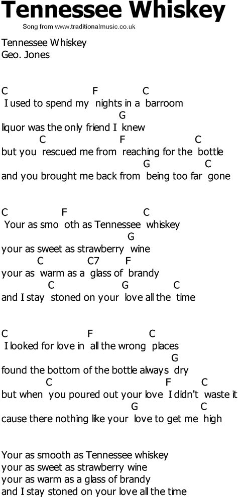 Music And Lyrics To Tennessee Whiskey at Kathleen Lynch blog