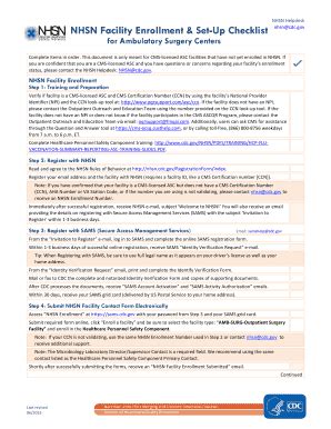 Fillable Online cdc NHSN Facility Enrollment & Set-Up Checklist - cdc ...