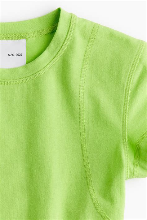 Flatlock-Seam T-Shirt - Lime green - Ladies | H&M US