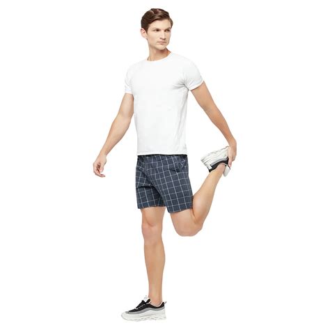 T.T. Men Cool Check Shorts Pack Of 2 Navy::Black