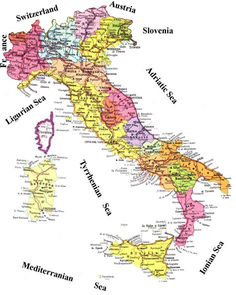travel guide: Map of Italy Country Area