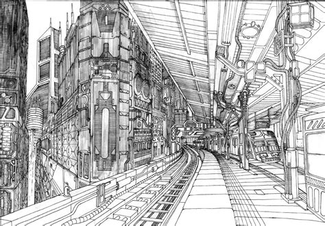 Railway Station Drawing Local Train 的图像结果