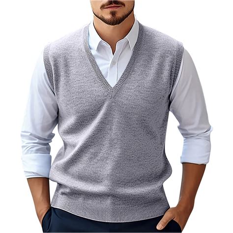 kakina CMSX Knitted Sweater Vest for Men,Fashion Casual Classic V Neck ...