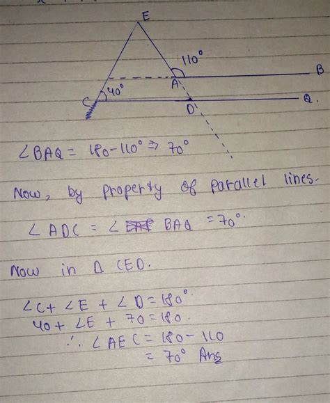 in figure ab is parallel to cd. find angle aec - Brainly.in