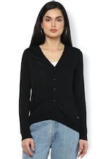 Buy Women Black Solid V-Neck Sweater Online - 633343 | Van Heusen