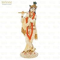 Buy 10" Large Marble Look Lord shri Krishna Playing Flute Standing ...