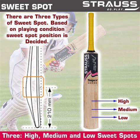 Strauss Cricket Bat | Edition: Super | Kashmir Willow | Size: 4 | Tenn ...
