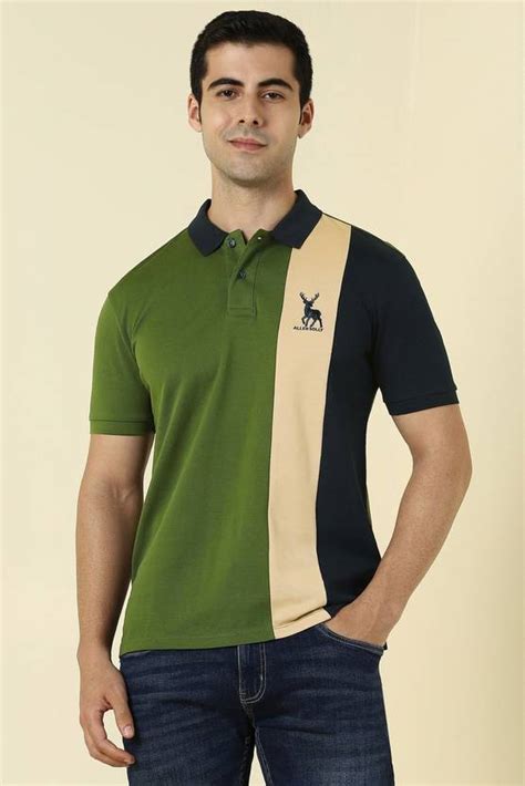 Allen Solly Colorblock Men Polo Neck Green T-Shirt - Buy Allen Solly ...
