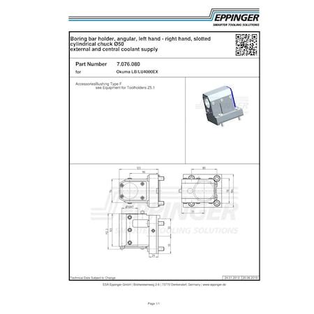 Eppinger OkumaBoring Bar Holder, Radial, LeftRight hand cylindrical ...