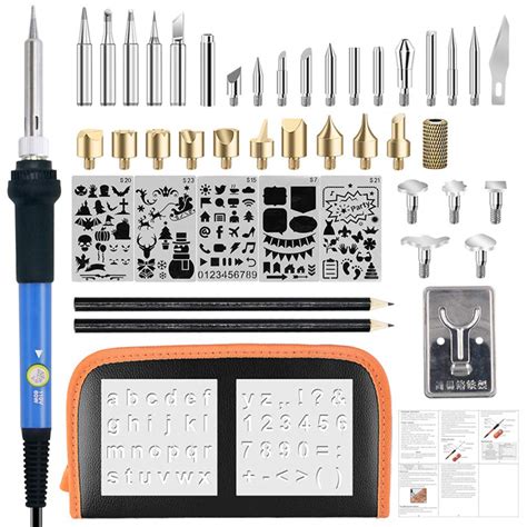 Wood Burning Kit, 47Pcs Woodburning Tool with Soldering Iron Adjustable ...