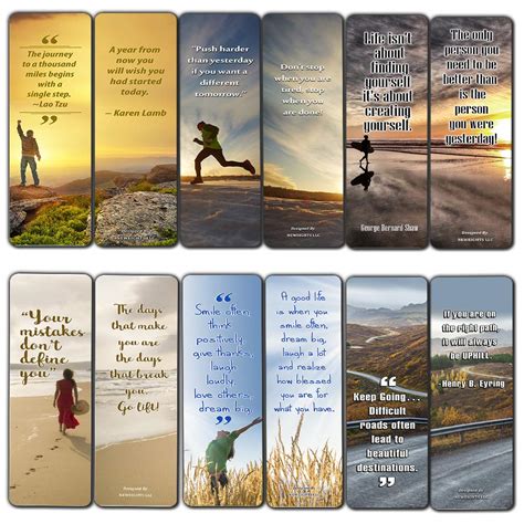 Inspirational Quotes Bookmarks Cards (12-Pack) for Inspiring and ...