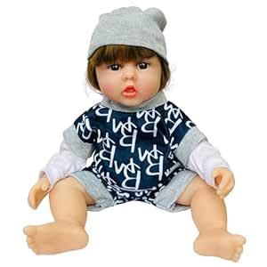 NestyFox 33cm Realistic Silicone Baby Doll Lifelike Vinyl Body, Brown ...