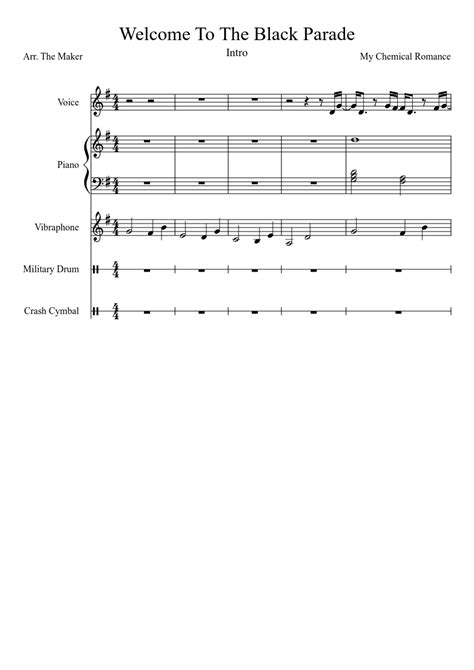 Welcome To The Black Parade Intro Sheet music for Piano, Voice (other ...