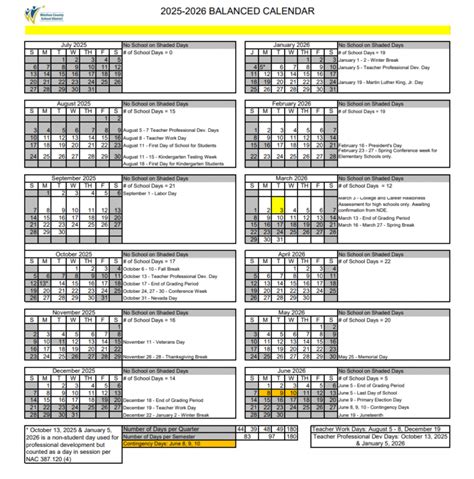 Download Washoe School District 2025-2026 Holidays Calendar