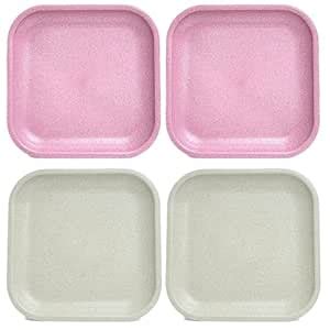 Buy Sunshine Shift Eco-Friendly 8 Inch Square Snack Plates | Rice Husk ...