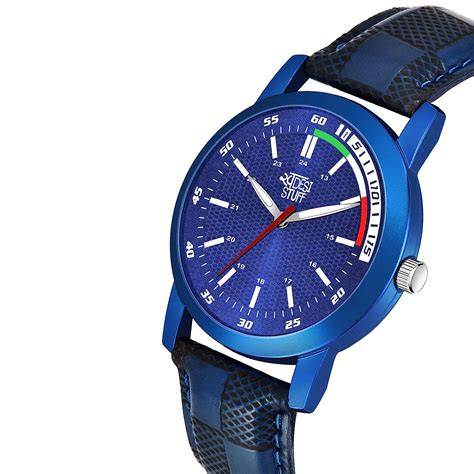 Buy SWADESI STUFF Analogue Blue Dial Leather Strap Watch for Men’s ...