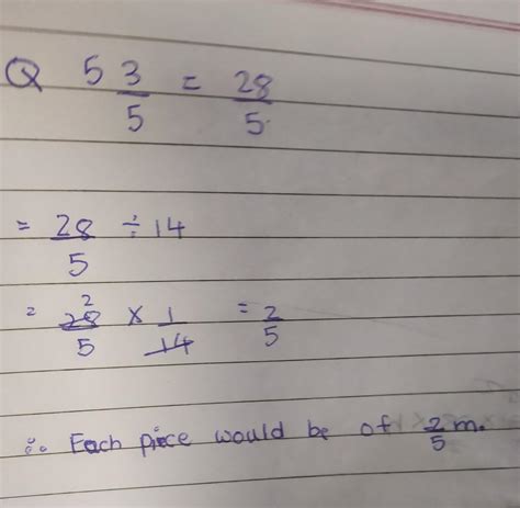 a piece of ribbon is [tex]5 \frac{3}{5} [/tex]meters long it is cut ...