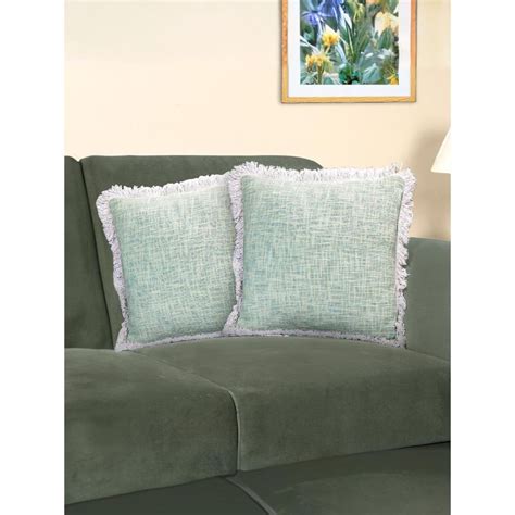 Buy Anko Green Cotton Square Cushion Covers (Pack Of 2) Online
