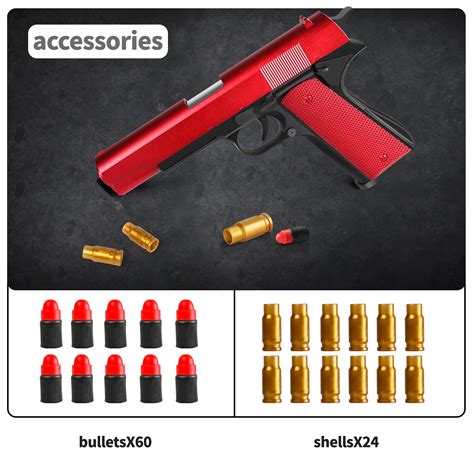 Youlechen Toy Pistol with Shell Ejecting Magazine Toy Gun Soft Bullet ...