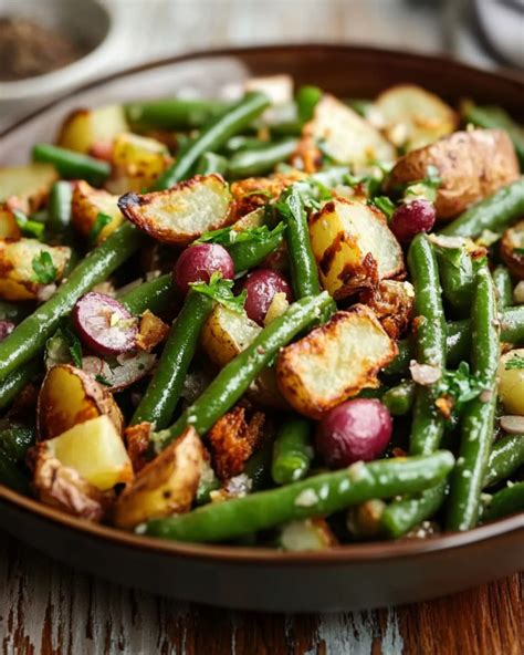 Warm Green Bean Salad with Crispy Potatoes – recipestasteful | Green ...