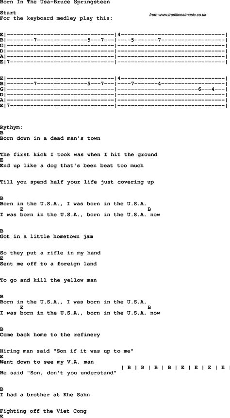 Bruce Springsteen Born In The Usa Lyrics / Protest Song Born In The Usa ...
