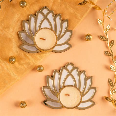 Lotus T-light Holder (White) | Set of 2 – The Zappy Box