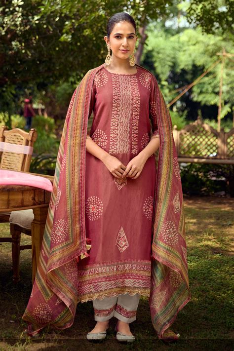 Pure Tissue Hand Batik Print With Hand Work Suit In Pink Color – Jay ...