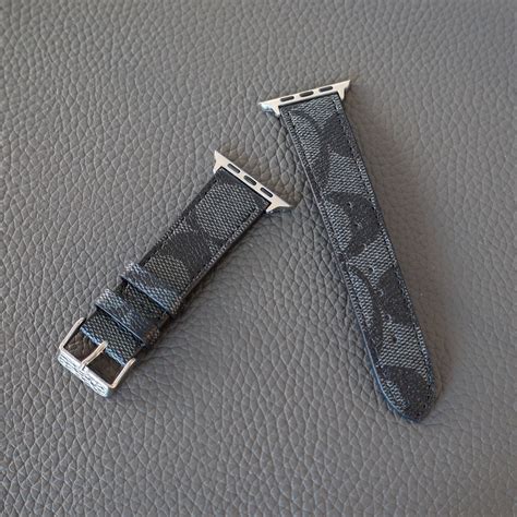 Coach Band for Apple Watch Black Pattern Leather | uCaseSpot